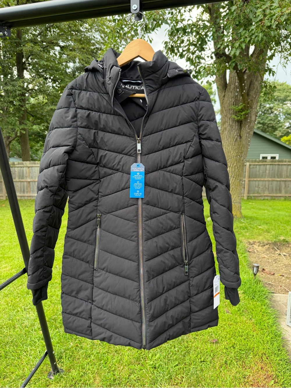 Nautica Performance Jacket Womens Small Black Puffer Coat Detachable Hood